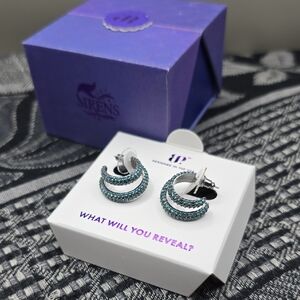 Bomb Party SIRENS Darkened Tails Earrings Paraiba Tourmaline Hematite Plating